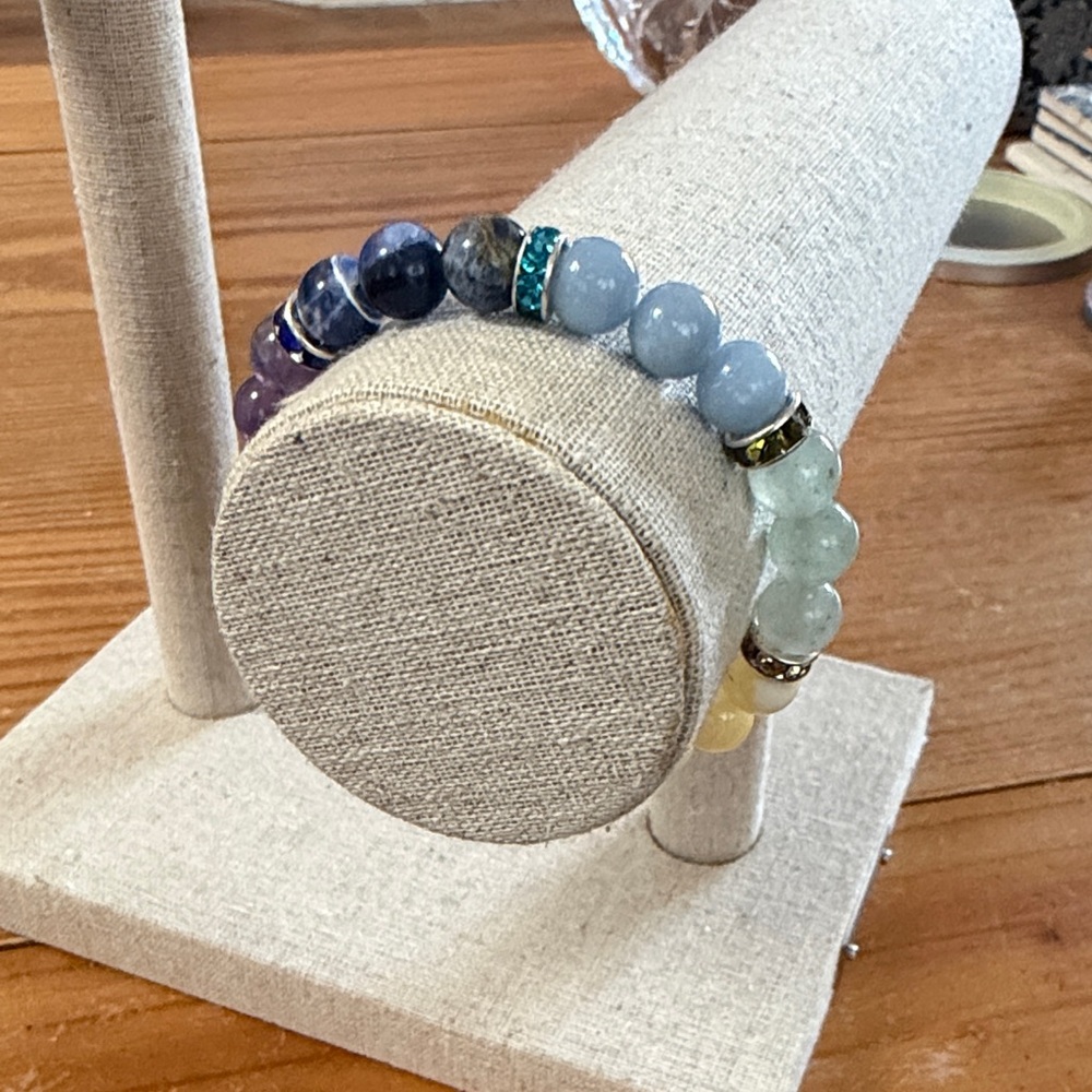 Rainbow gemstone stretch bracelet